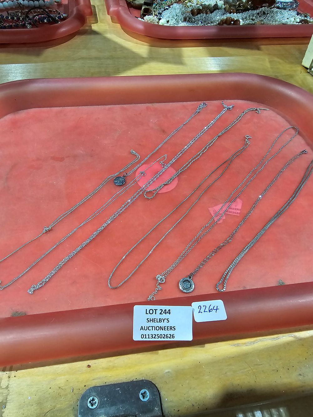 Lot 244: 9 X VARIOUS SILVER NECKLACES WITH 2 X...