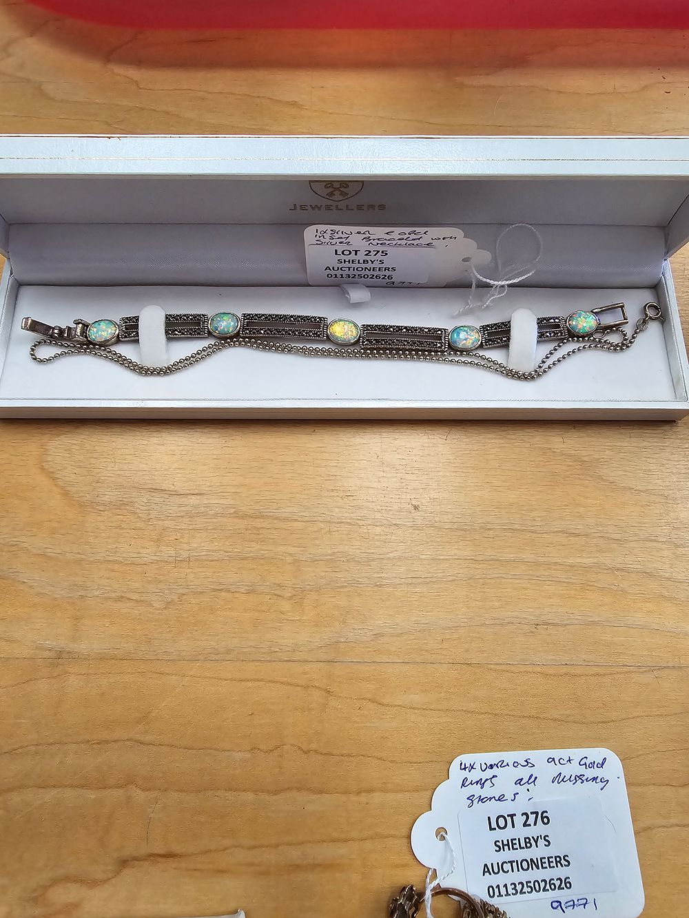 Lot 275: 1 X SILVER AND OPEL SET BRACELET WITH...