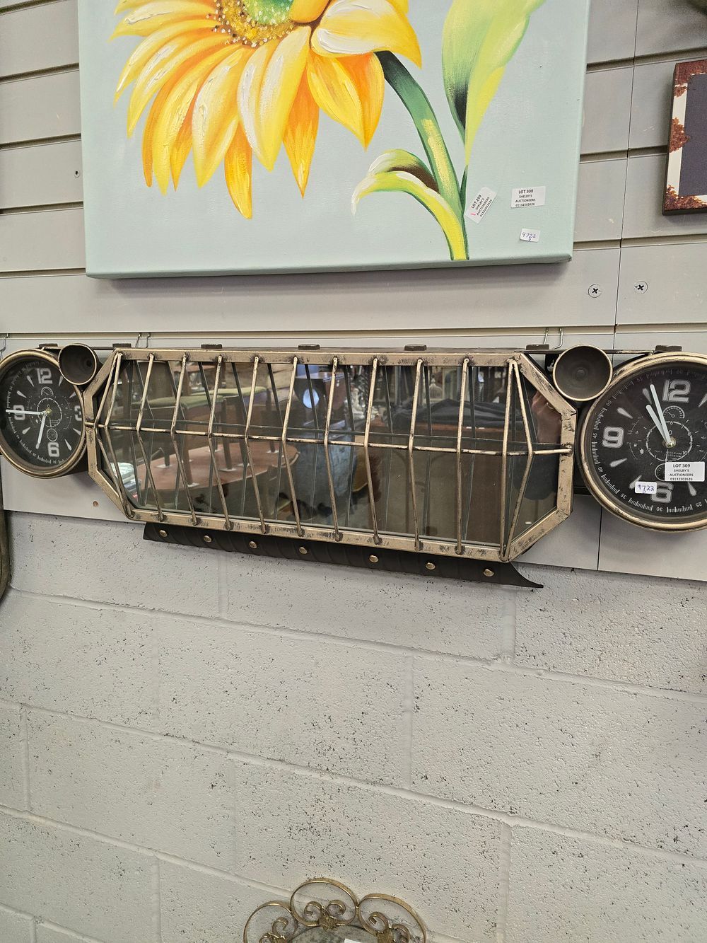 Lot 309: 1 X INDUSTRIAL STYLE CAR FRONT MIRROR WITH...