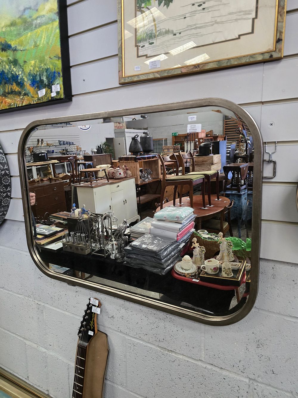 Lot 312: 1 X METAL INDUSTRIAL STYLE WALL MIRROR