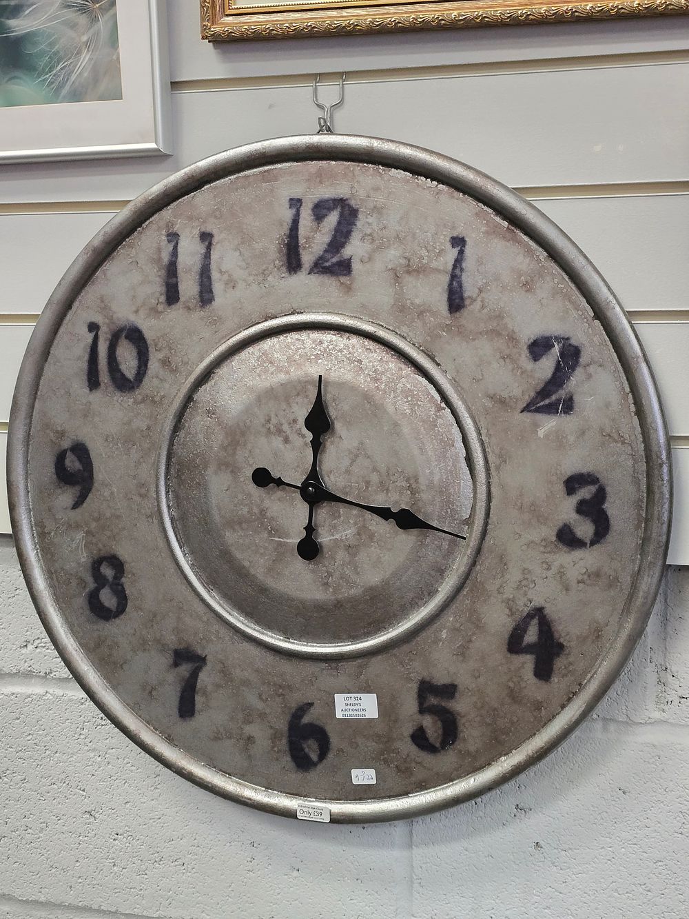 Lot 324: 1 X INDUSTRIAL STYLE LARGE WALL CLOCK RRP...