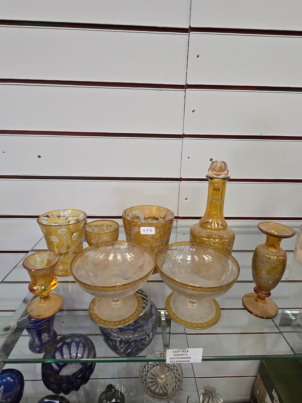 Lot 413: SELECTION OF AMBER BOHEMIA STYLE CRYSTAL WARE ITEMS