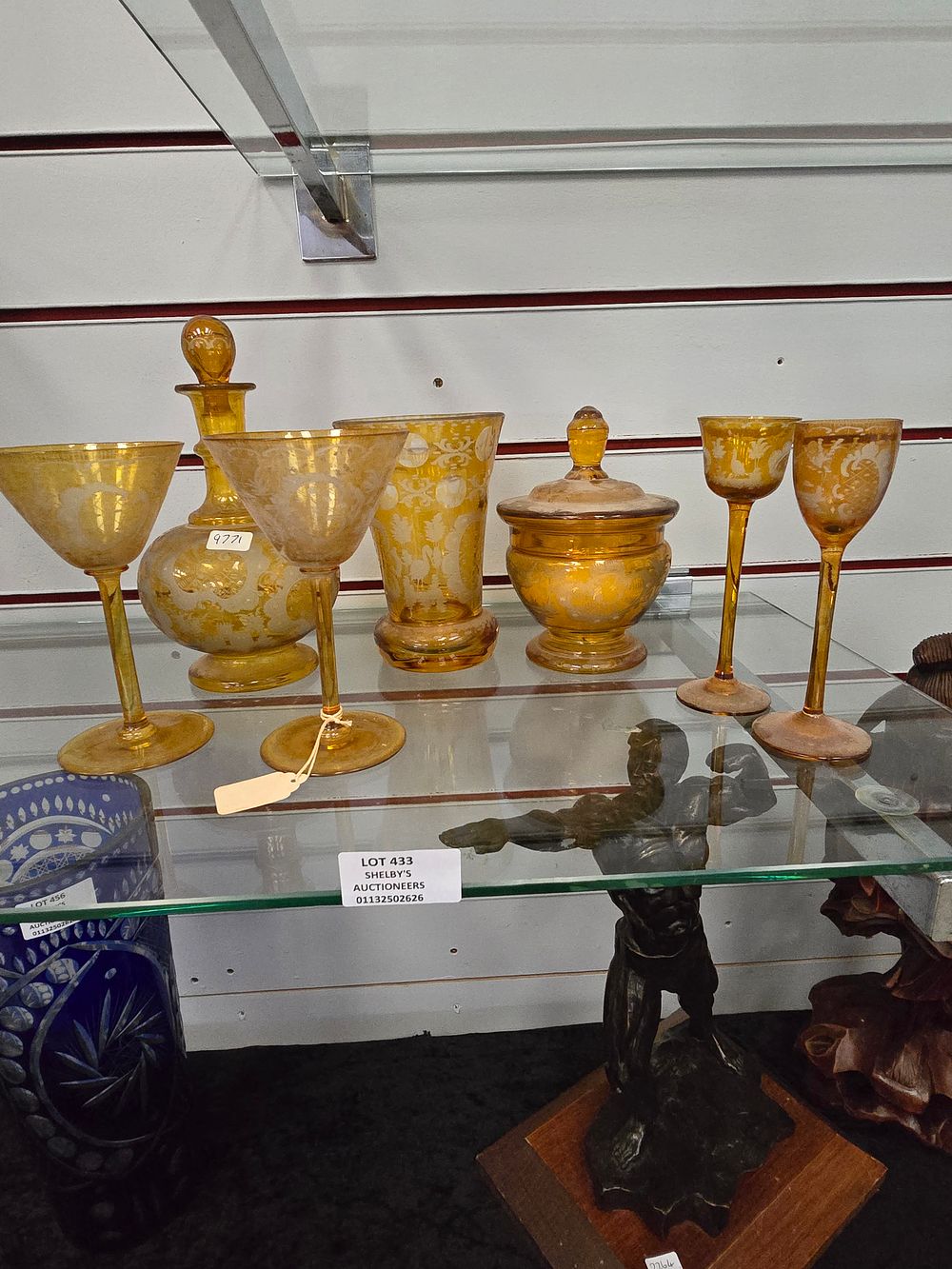 Lot 433: SELECTION OF AMBER BOHEMIA STYLE CRYSTAL WARE ITEMS