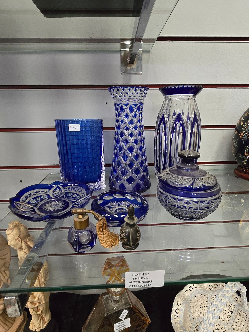 Lot 437: SELECTION OF BLUE BOHEMIA STYLE GLASS WARE ITEMS