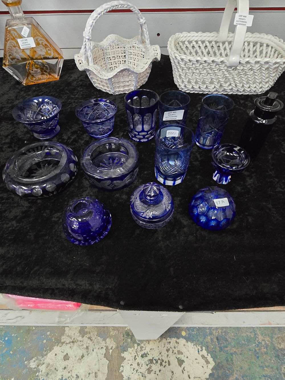 Lot 445: SELECTION OF BLUE BOHEMIA STYLE GLASS WARE ITEMS