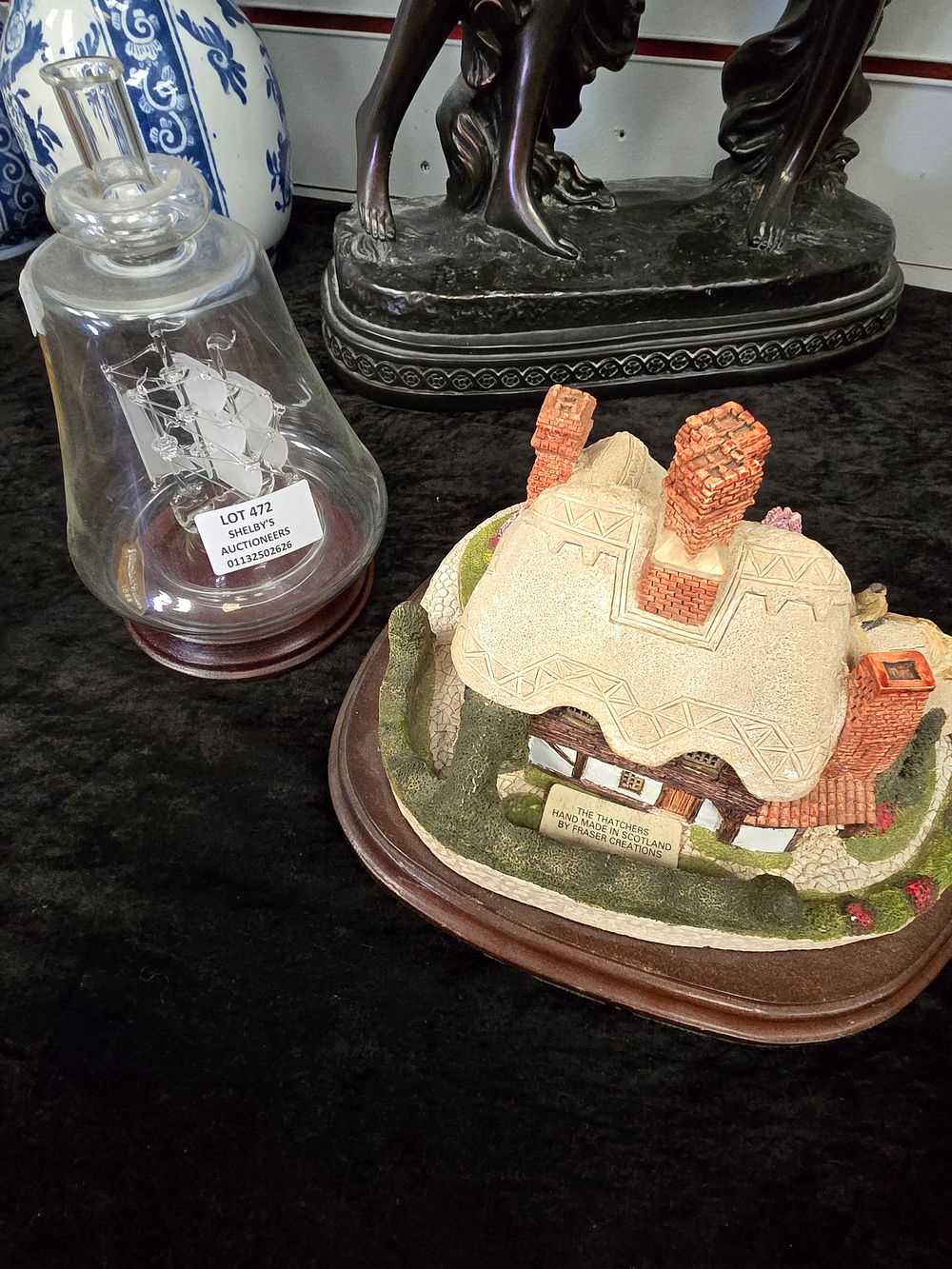 Lot 472: 1 X SMALL GALLEON IN GLASS BELL WITH...