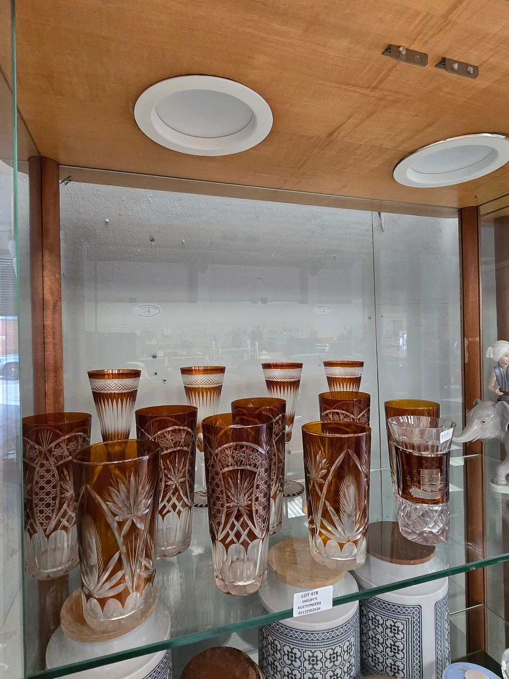 Lot 478: SELECTION OF VARIOUS BOHEMIA AMBER GLASS WARE ITEMS