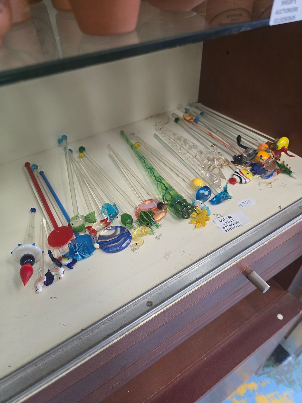 Lot 538: SELECTION OF VINTAGE GLASS COCKTAIL STICKS