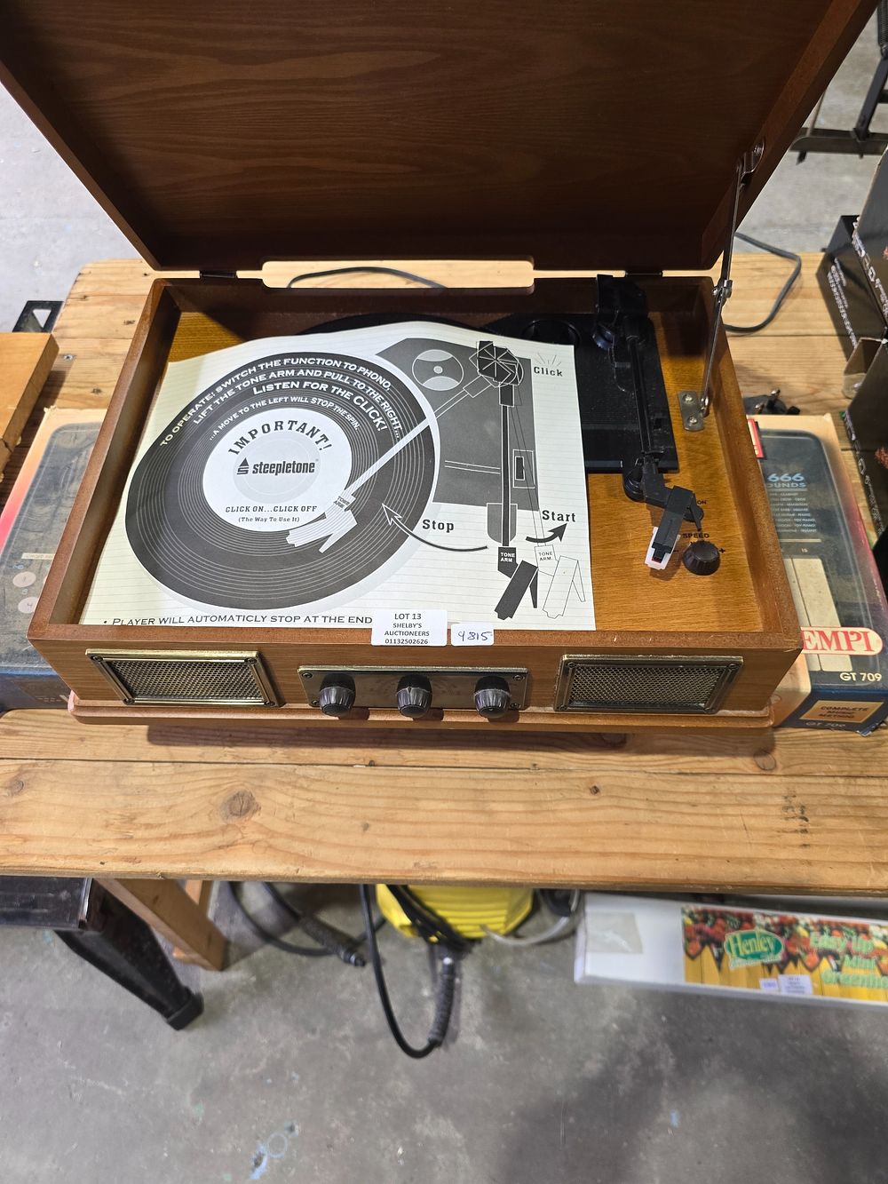 Lot 13: 1 X RECORD PLAYER WITH BONTEMPI SMALL KEYBOARD
