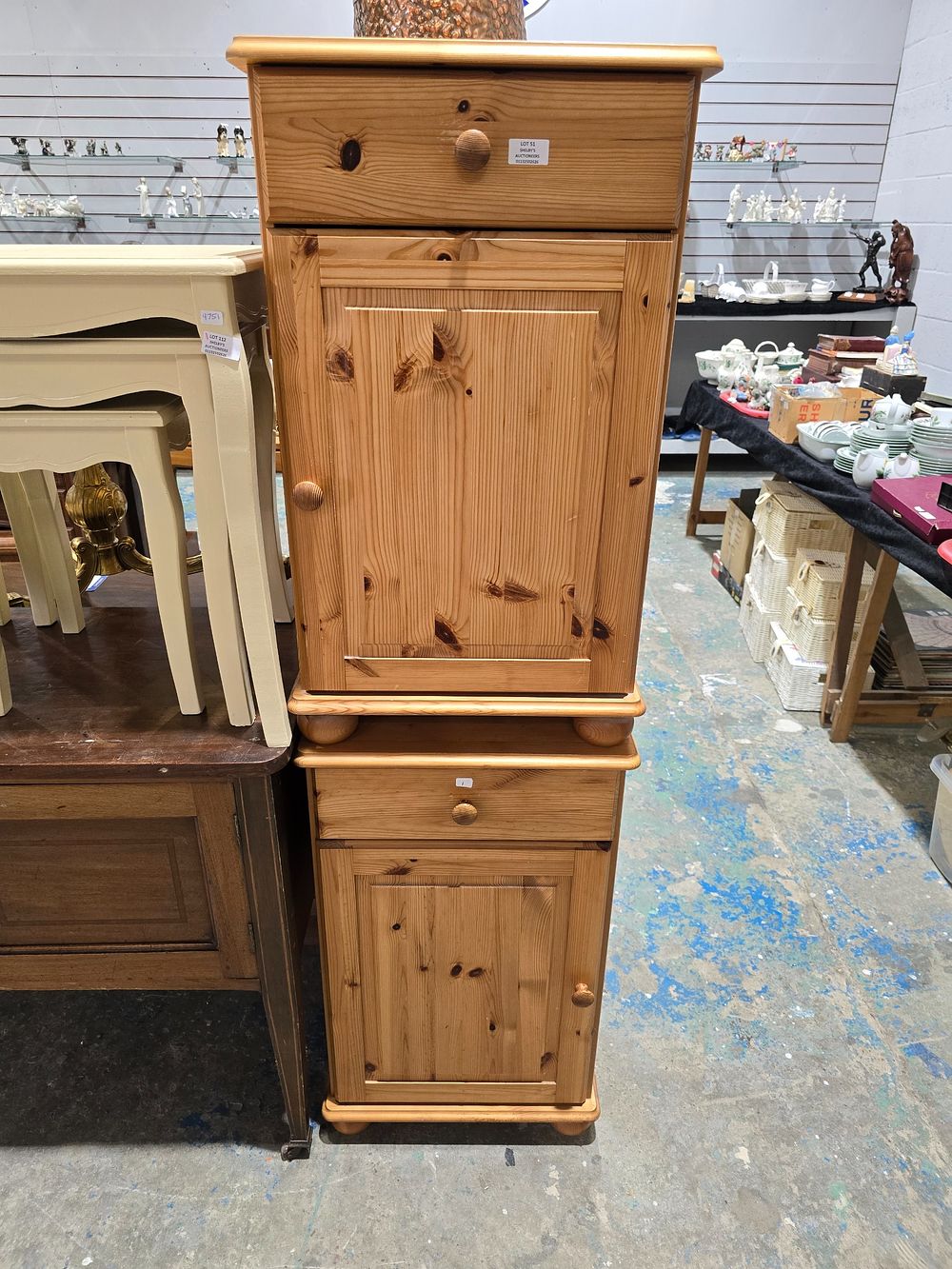 Lot 51: PAIR OF PINE BEDSIDE CABINETS