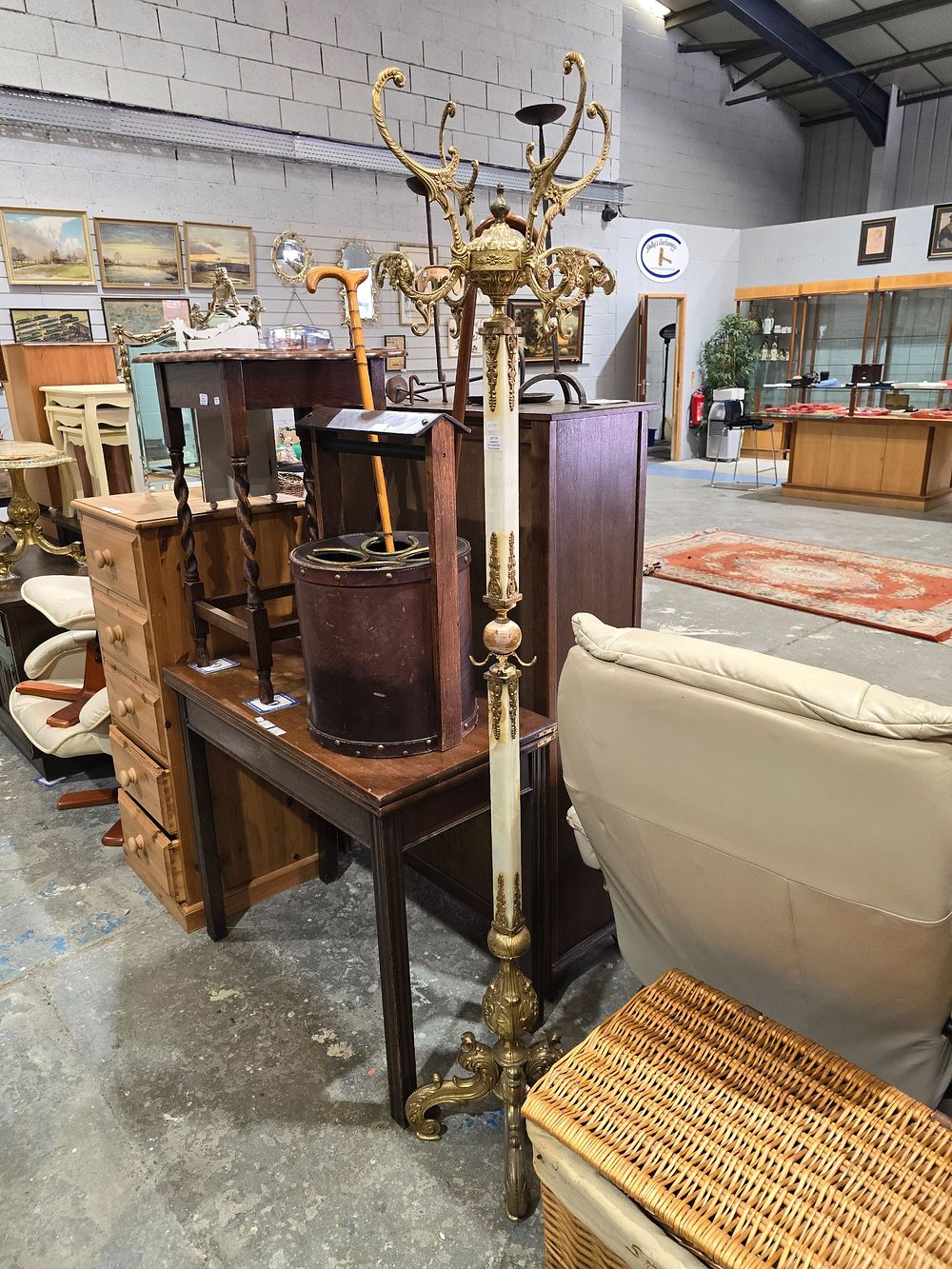 Lot 75: 1 X ALABASTER AND BRASS COAT AND HAT...