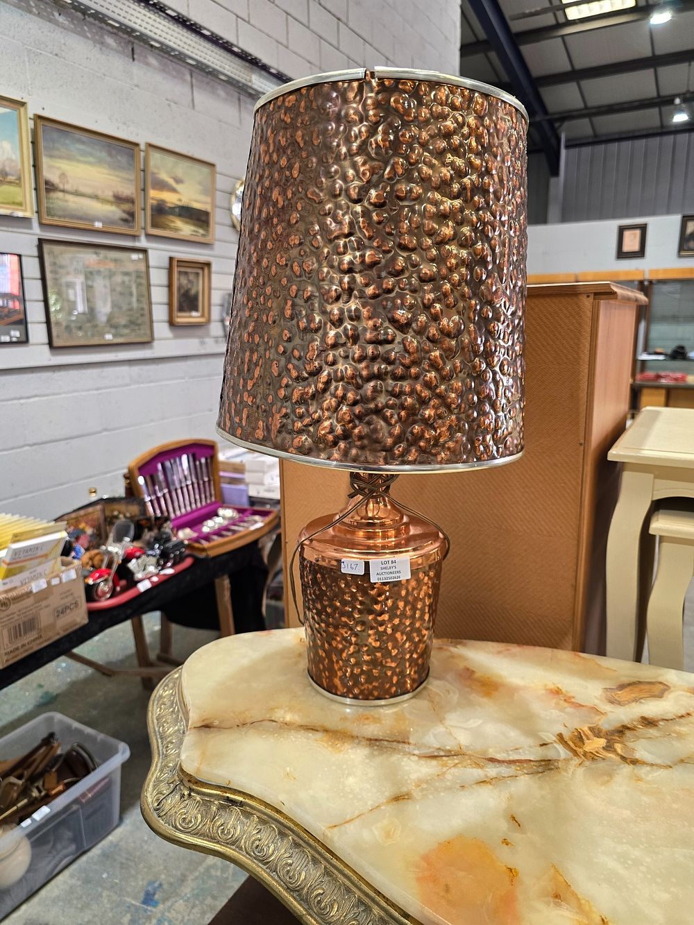 Lot 84: 1 X 1960S COPPER LAMP WITH COPPER SHADE