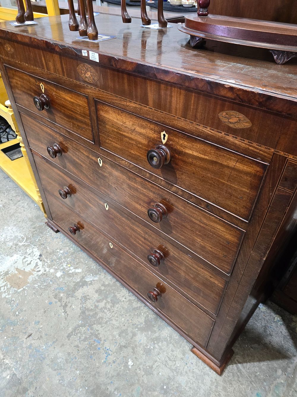 Lot 87: 1 X VICTORIAN MAHOGANY INLAID 2 OVER 3...