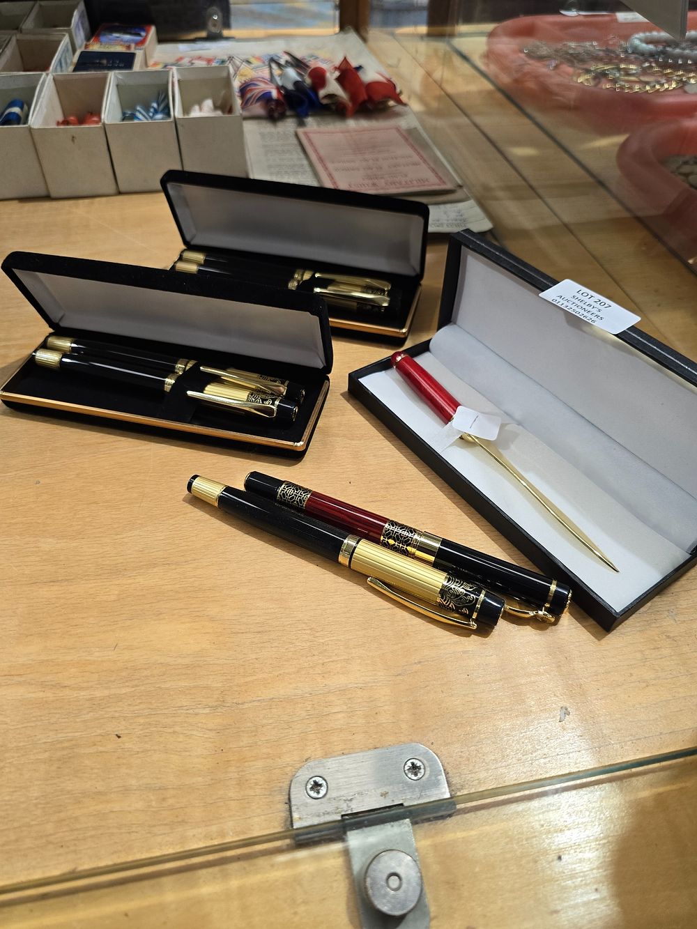 Lot 207: 2 X BOXED PEN SETS WITH LETTER OPENER...
