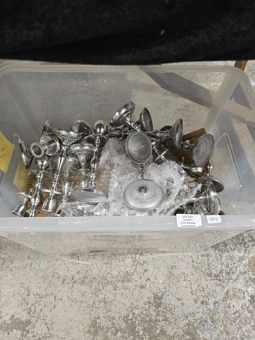 Lot 237: 1 X BOX CONTAINING PLATED WARE WEDDING TABLE...