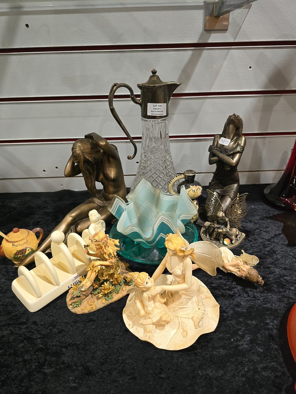Lot 316: 1 X EPNS WINE DECANTER WITH POTTERY AND...