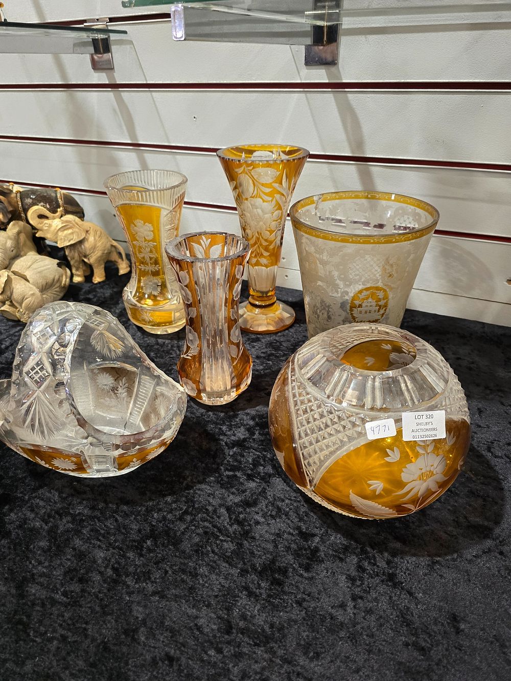 Lot 320: 6 X VARIOUS PIECES OF AMBER BOHEMIA STYLE...