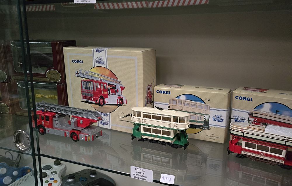 Lot 141: SELECTION OF CORGI BOXED TRAMS WITH FIRE ENGINE...