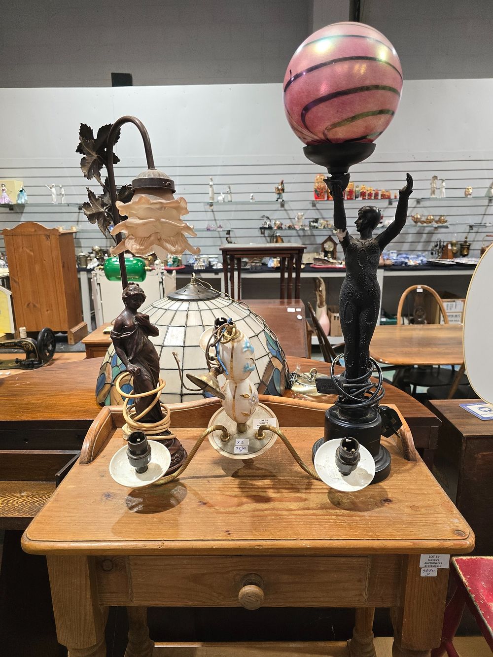 Lot 58: SELECTION OF VARIOUS LAMPS ONE HAS DAMAGE TO...