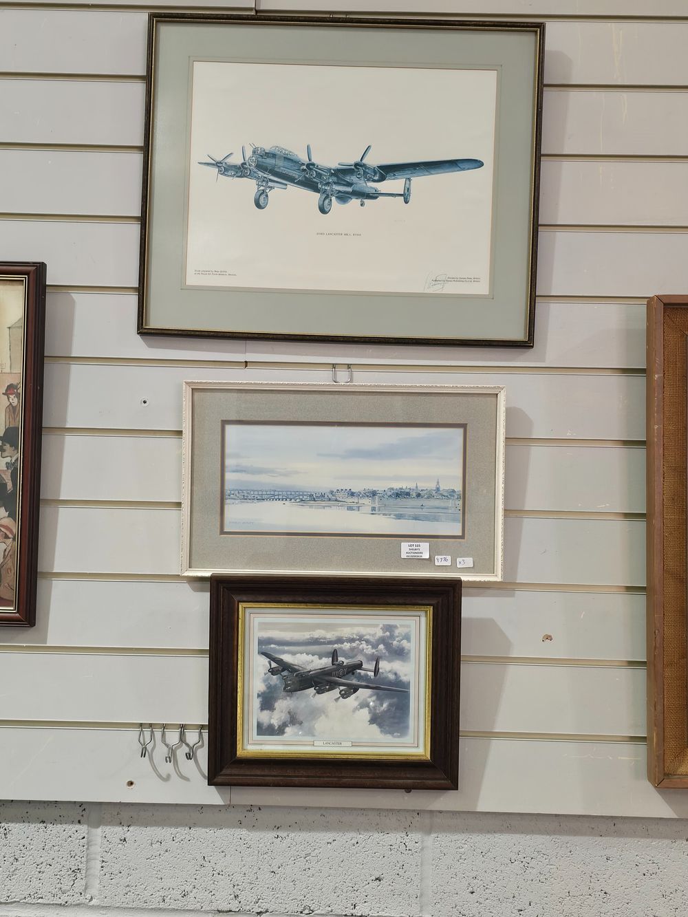 Lot 115: 3 X VARIOUS FRAMED PRINTS LANCASTER BOMBERS ETC