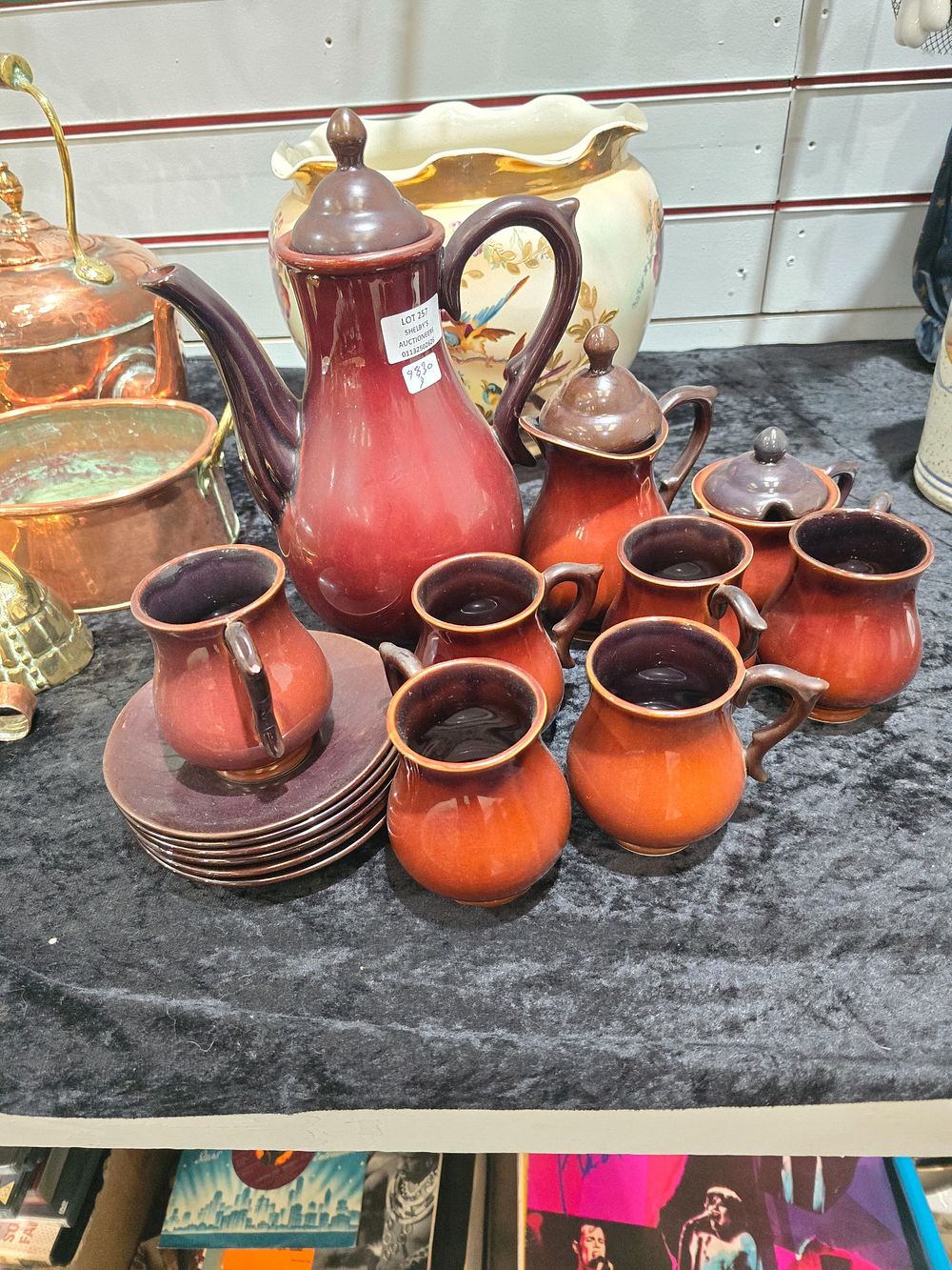 Lot 257: 1 X 1970S BROWN GLAZE COFFEE SET
