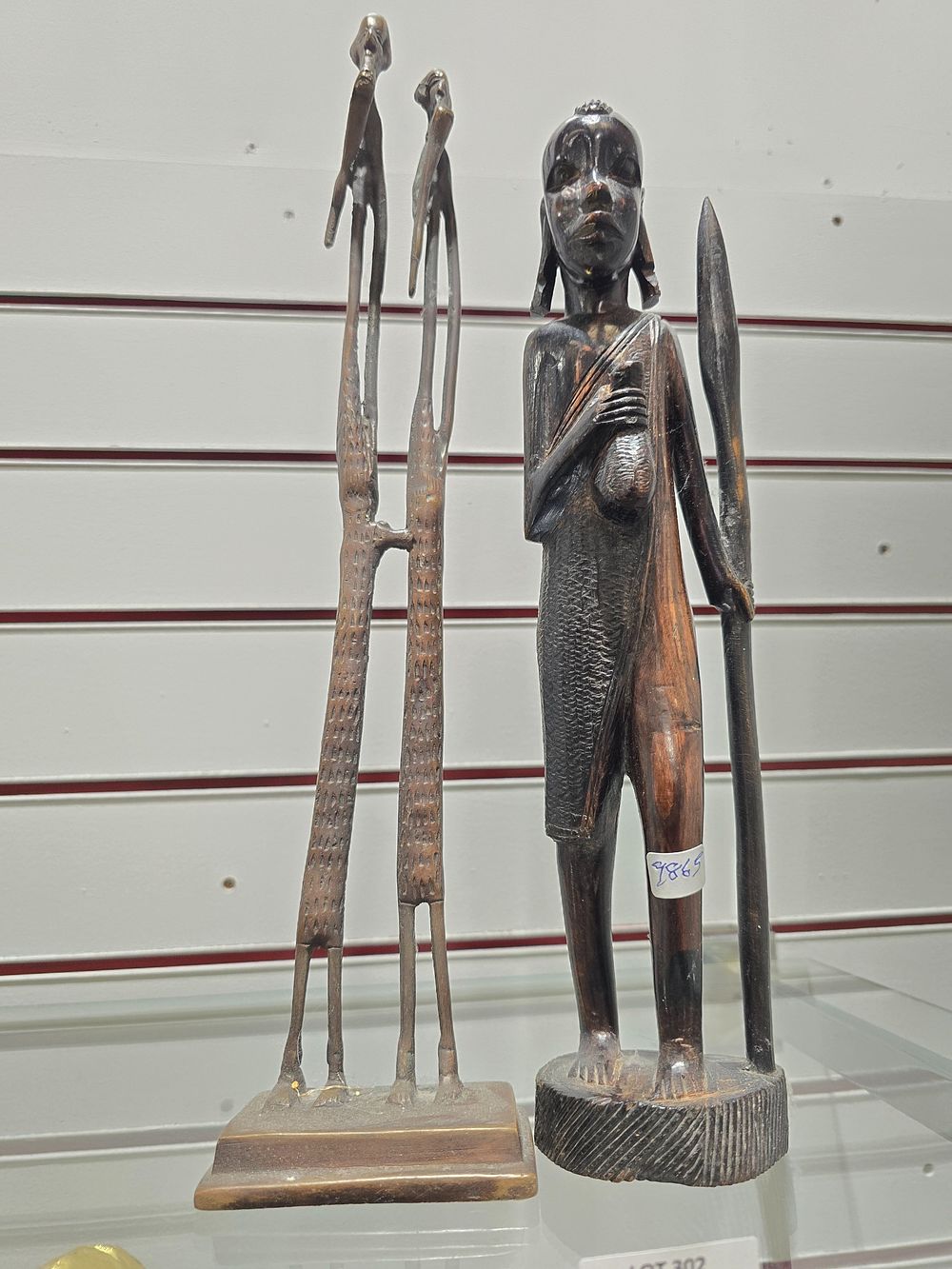 Lot 302: 1 X METAL AFRICAN TRIBAL FIGURINE WITH WOODENCARVED...