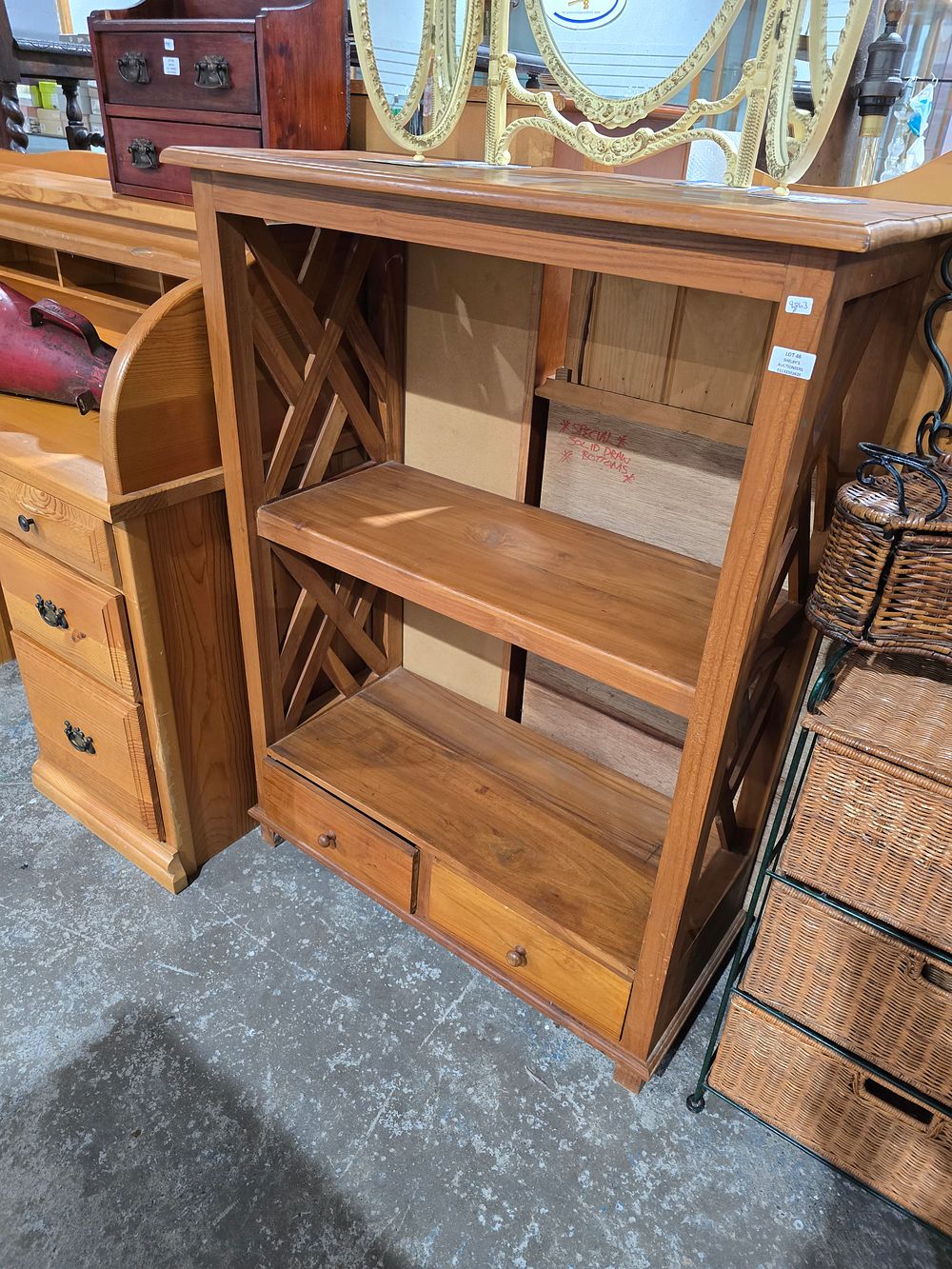 Lot 46: 1 X PINE 2 DRAWER BOOK CASE