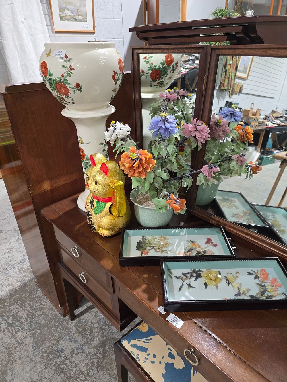 Lot 54: 1 X 1960S ORIENTAL PLANT STAND WITH ORIENTAL...