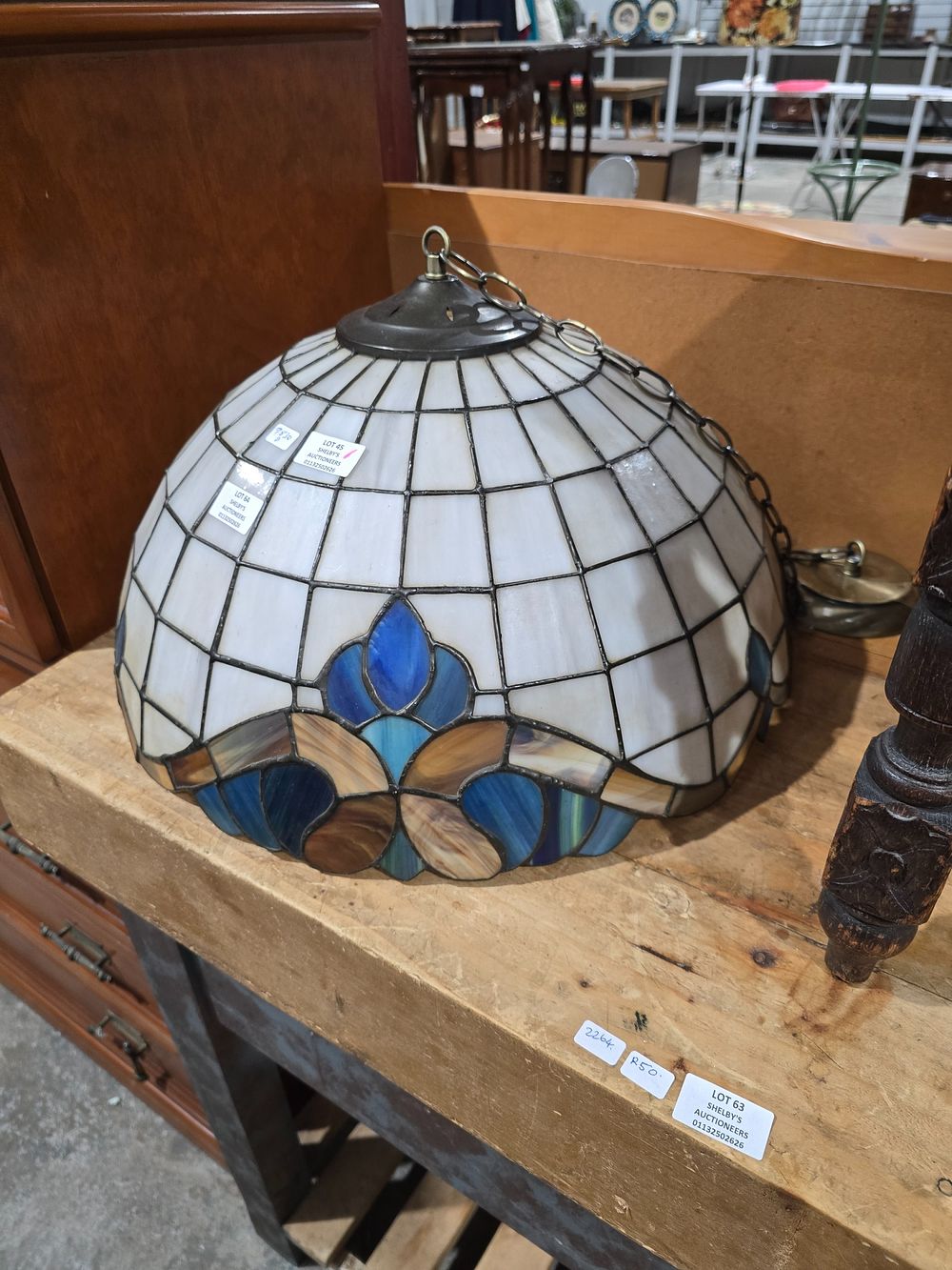 Lot 64: 1 X VERY LARGE TIFFANY STYLE CEILING FIXTURE