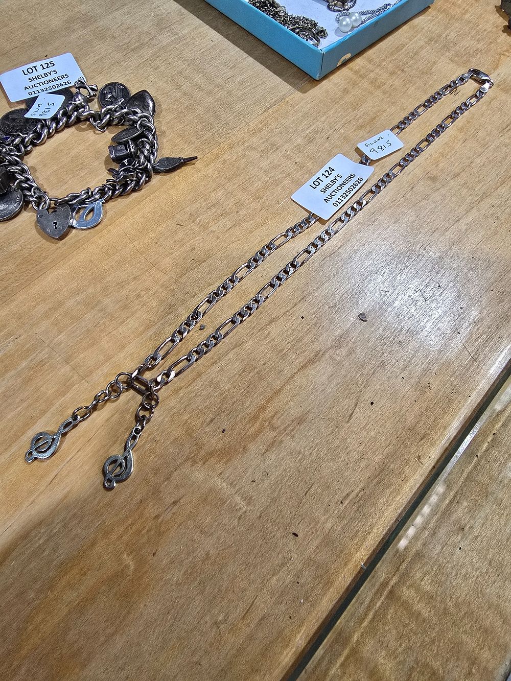 Lot 124: 1 X SILVER CURB NECKLACE WITH 2 X...