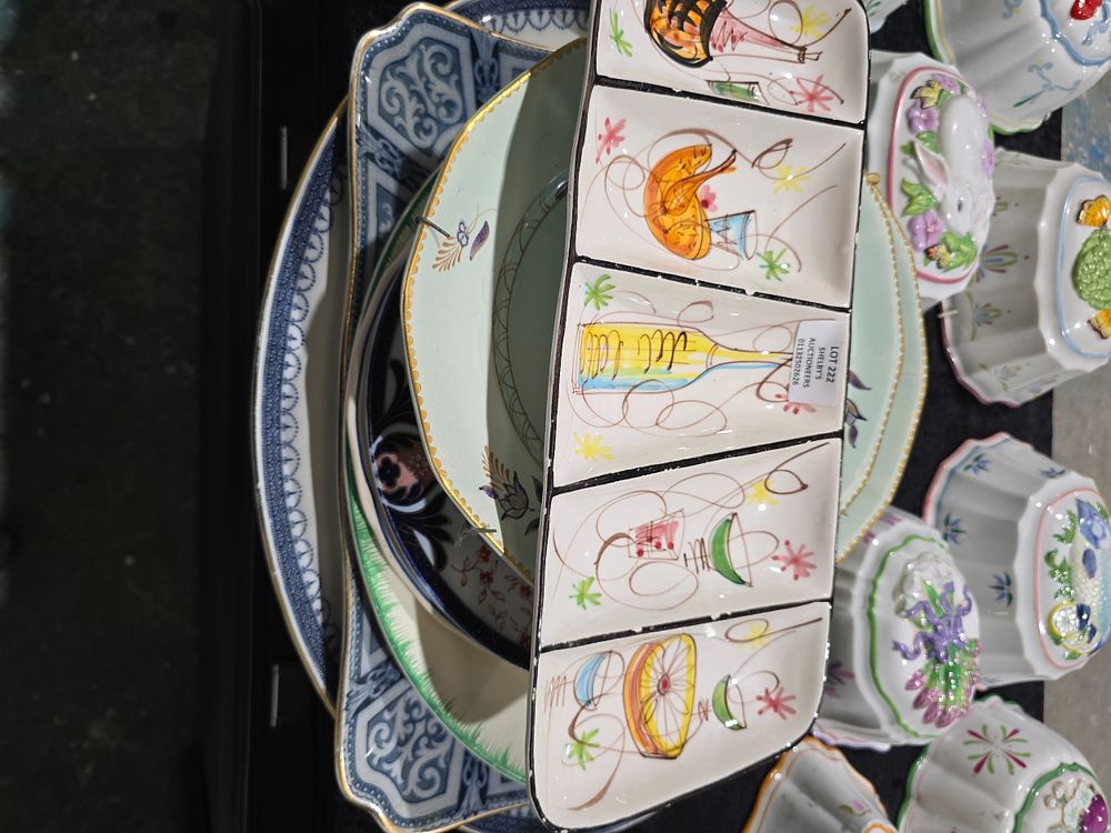 Lot 222: SELECTION OF POTTERY WARE ITEMS MEAT PLATES ETC