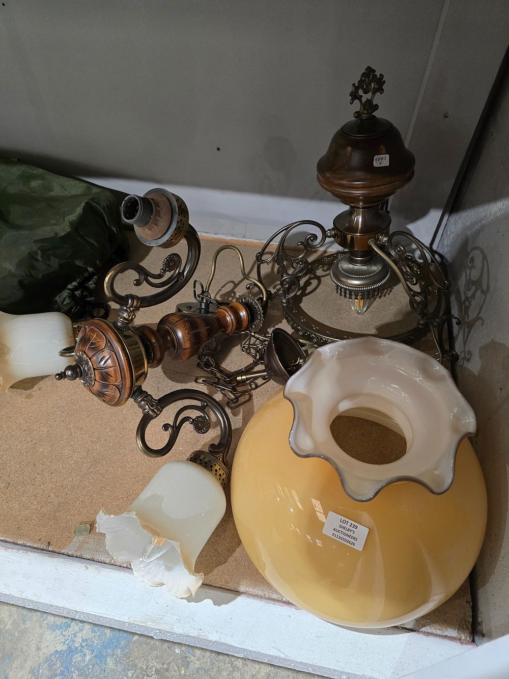 Lot 239: 2 X VARIOUS AGE CEILING LIGHT FIXTURES WITH...