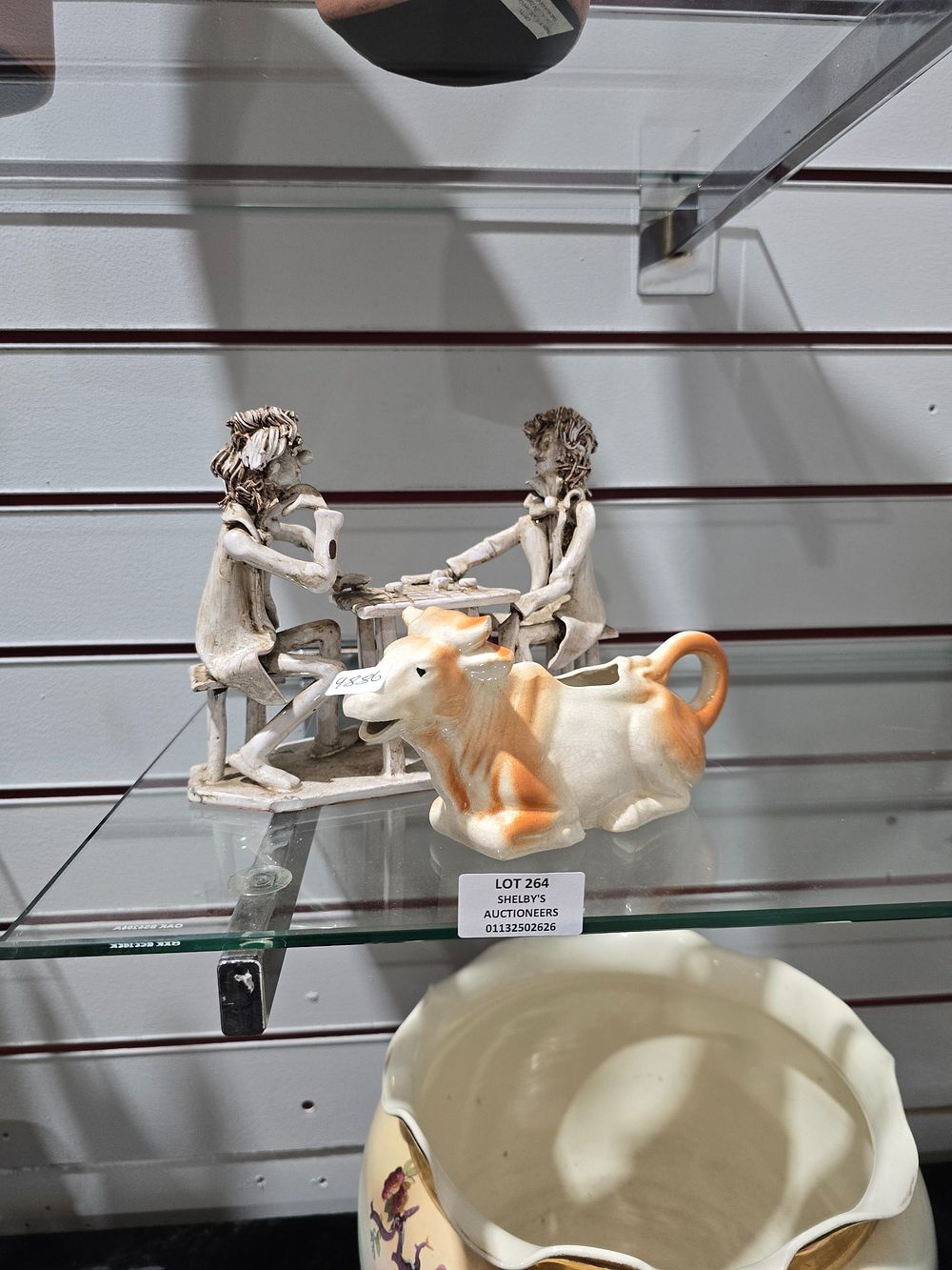 Lot 264: 1 X ITALIAN POTTERY FIGURINE WITH COW CREAM...