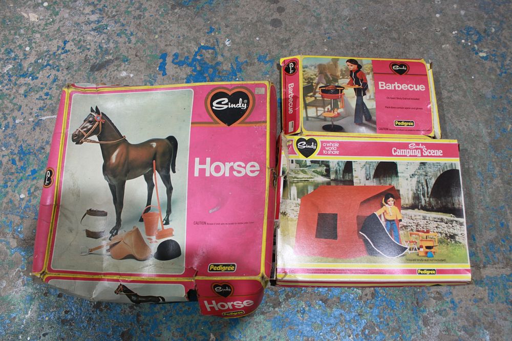 Lot 129: 1 X SINDY HORSE WITH CAMPING SCENE AND...