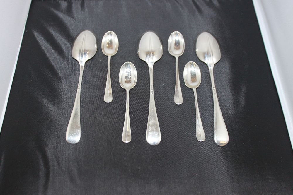 Lot 335: 3 X LARGE SILVER SERVING SPOONS WITH 4...