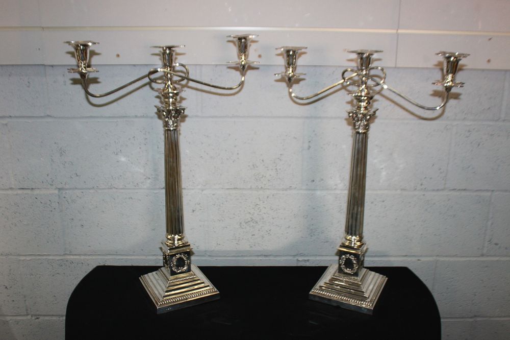 Lot 371: 1 X PAIR OF VERY LARGE SILVER CORINTHIAN...