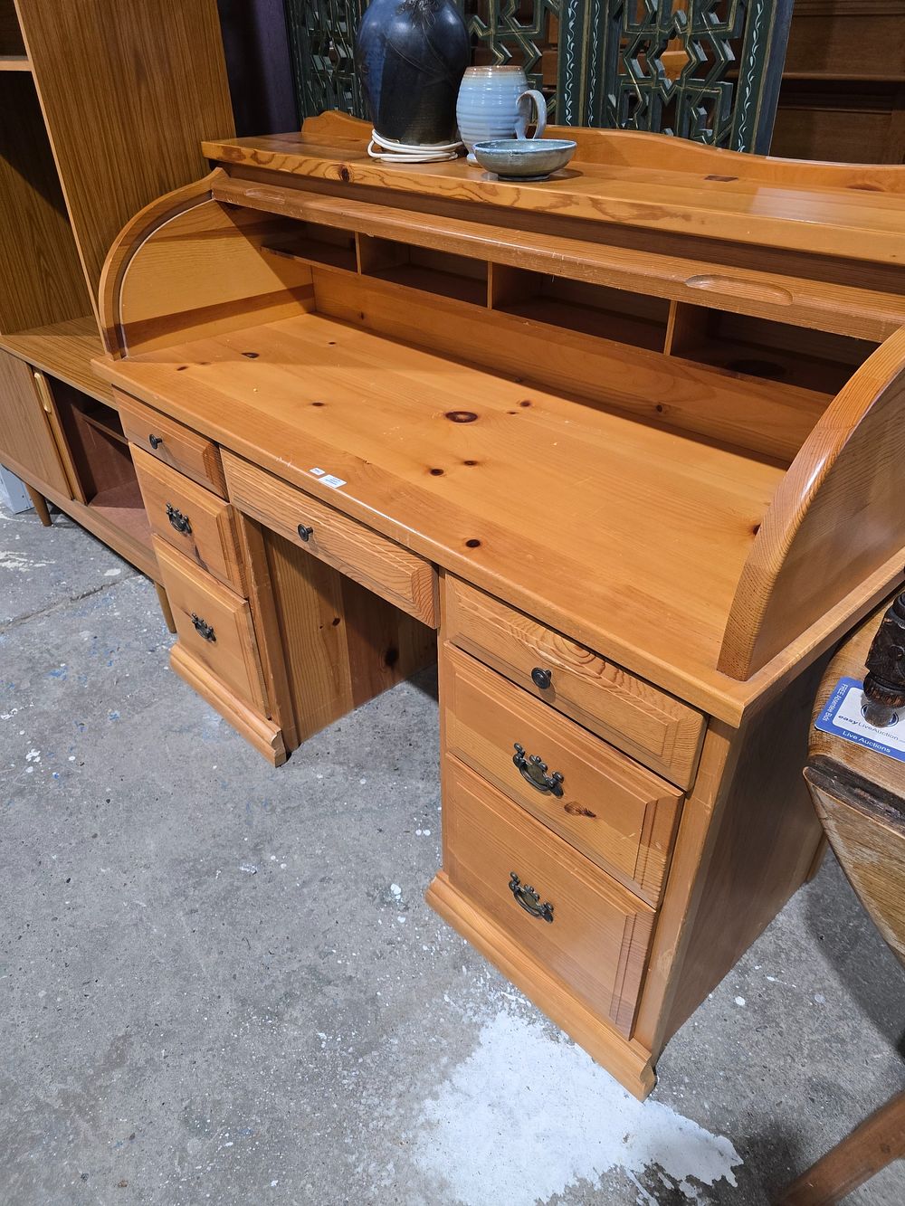 Lot 78: 1 X PINE ROLL TOP DESK
