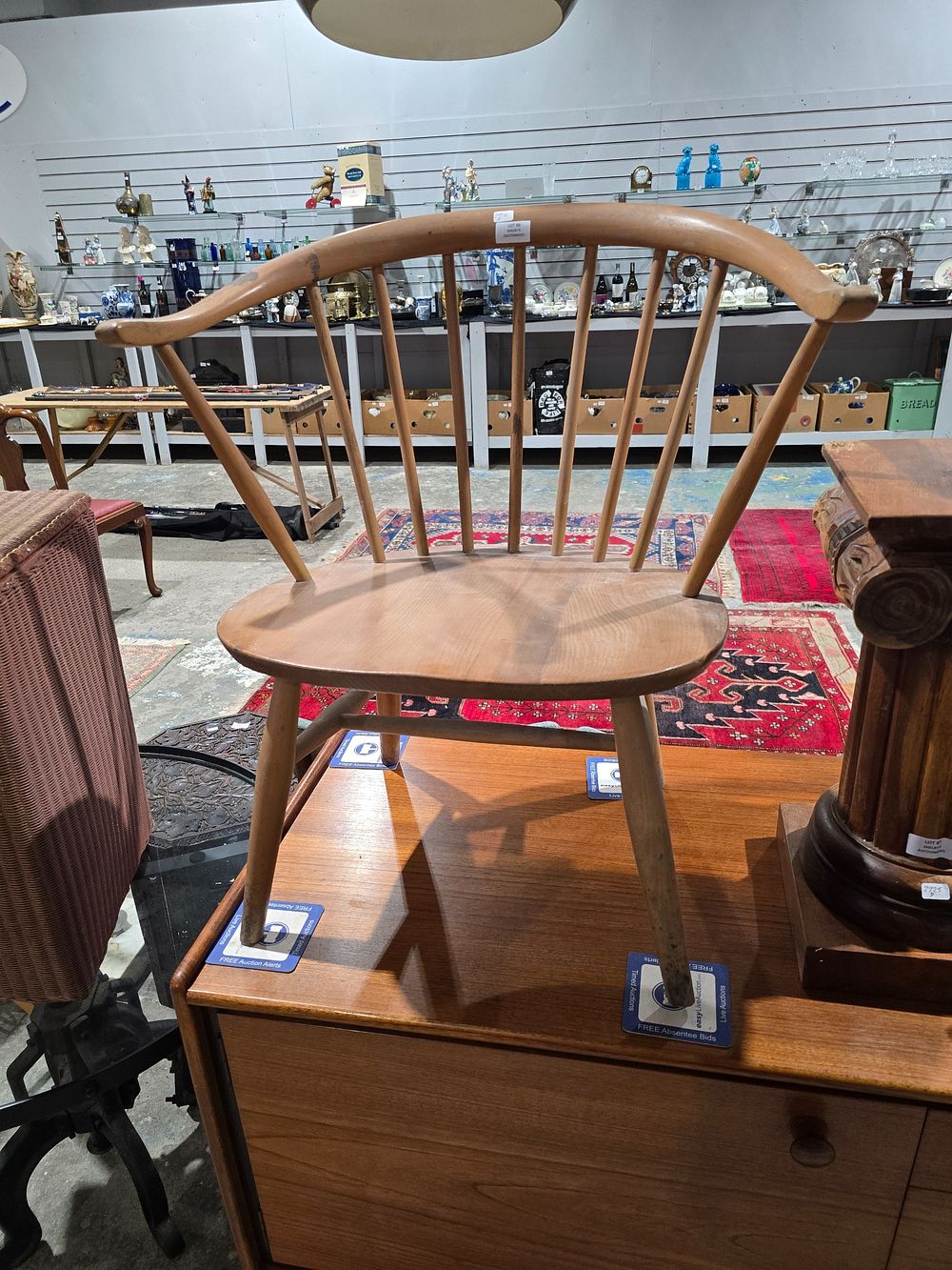 Lot 88: 1 X ERCOL BLONDE BULL HORN ARM CHAIR