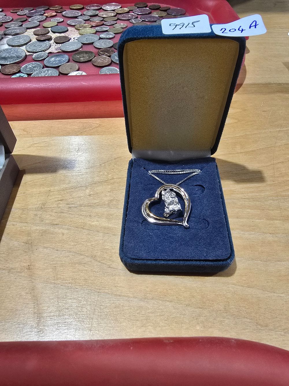 Lot 204A: 1 X SILVER LARGE HEART AND DOG PENDANT...