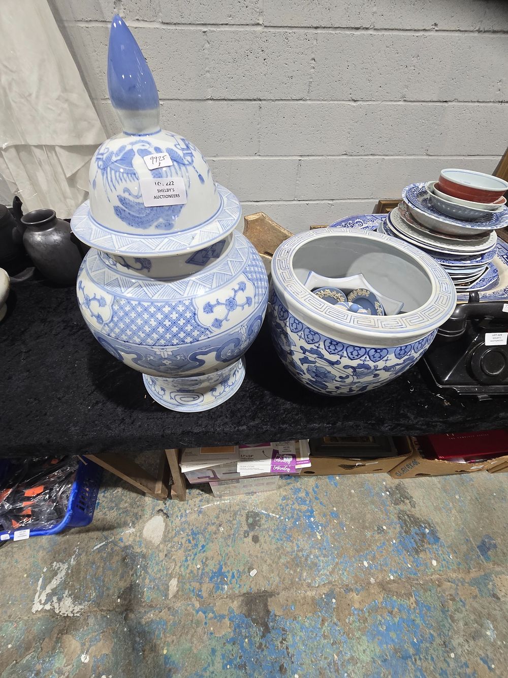 Lot 222: 2 X ORIENTAL BLUE AND WHITE WARE POTTERY...