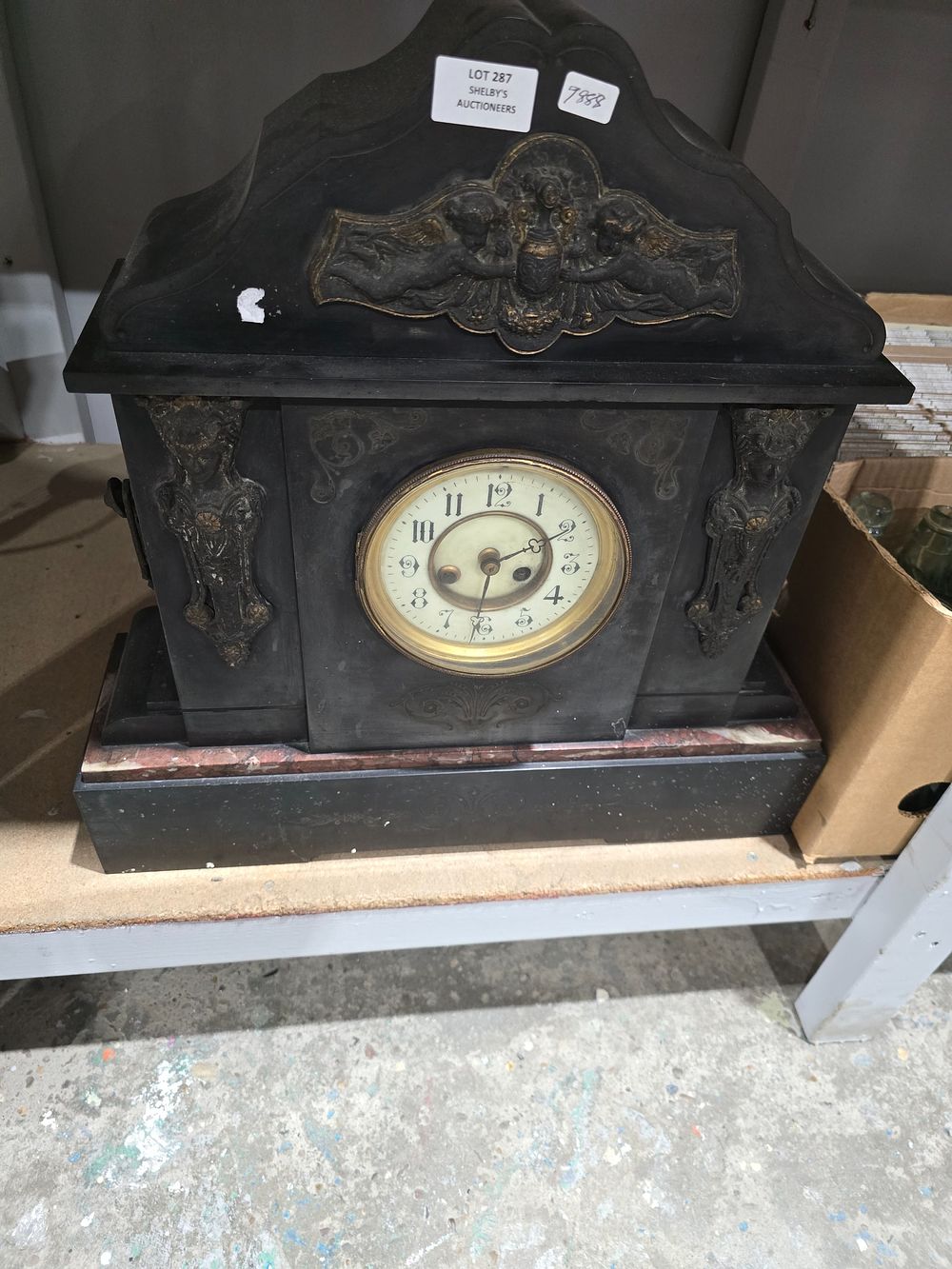 Lot 287: 1 X VICTORIAN MARBLE AND SLATE MANTLE CLOCK