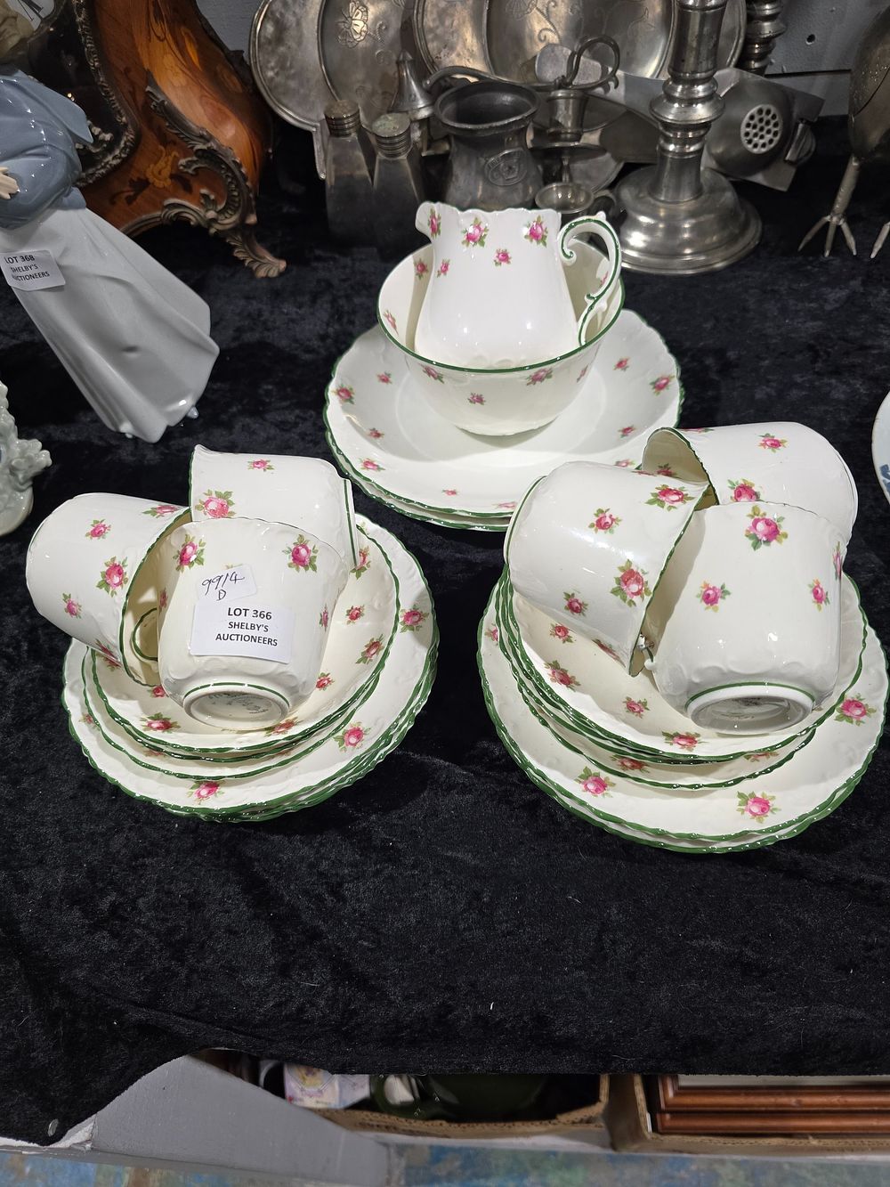 Lot 366: 26 PIECES OF CROWN STAFFORDSHIRE TEA SET ITEMS
