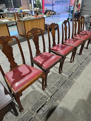 SET OF 6 LATE VICTORIAN QUEEN ANNE DINNING CHAIRS CABRIOLE LEG