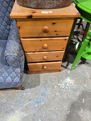 1 X PINE 4 DRAWER BEDSIDE CABINET