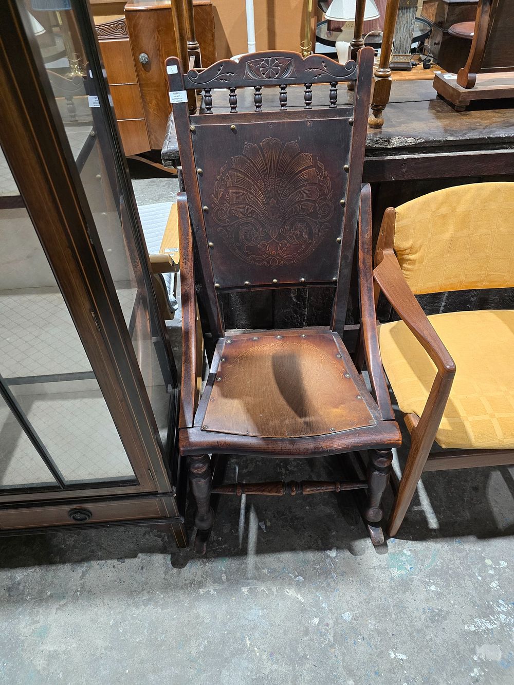 Lot 62: 1 X EDWARDIAN AMERICAN ROCKING CHAIR