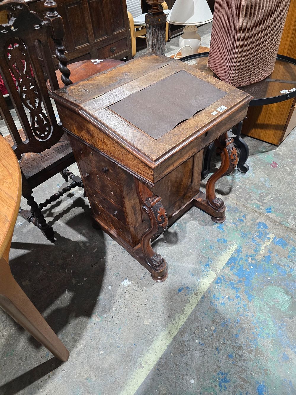 Lot 89: 1 X VICTORIAN BURR WALNUT FREESTANDING DAVENPORT DESK...