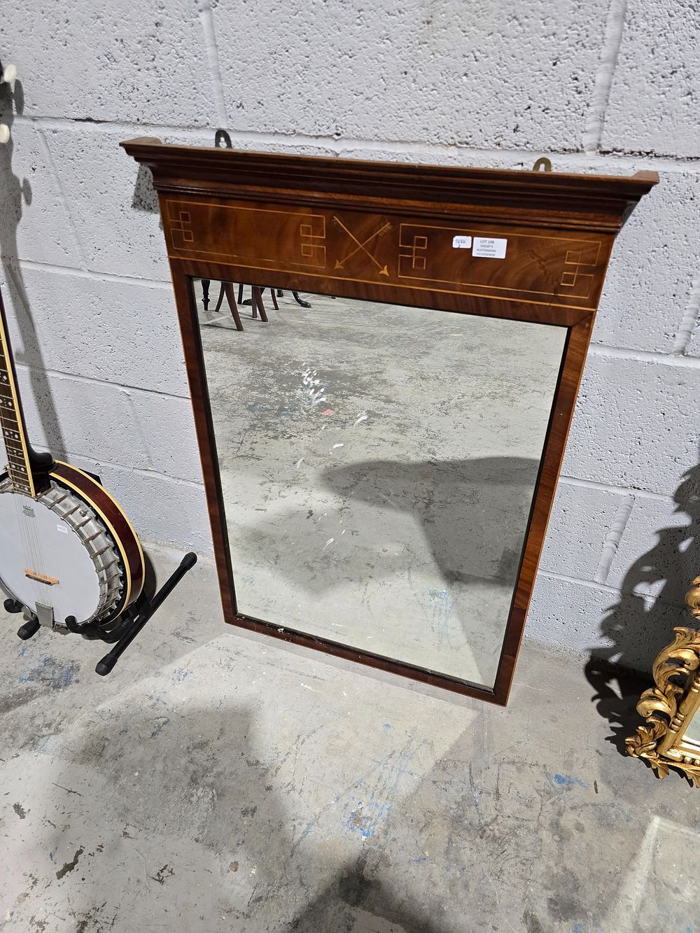 Lot 106: 1 X EDWARDIAN INLAID OVER MANTLE MIRROR
