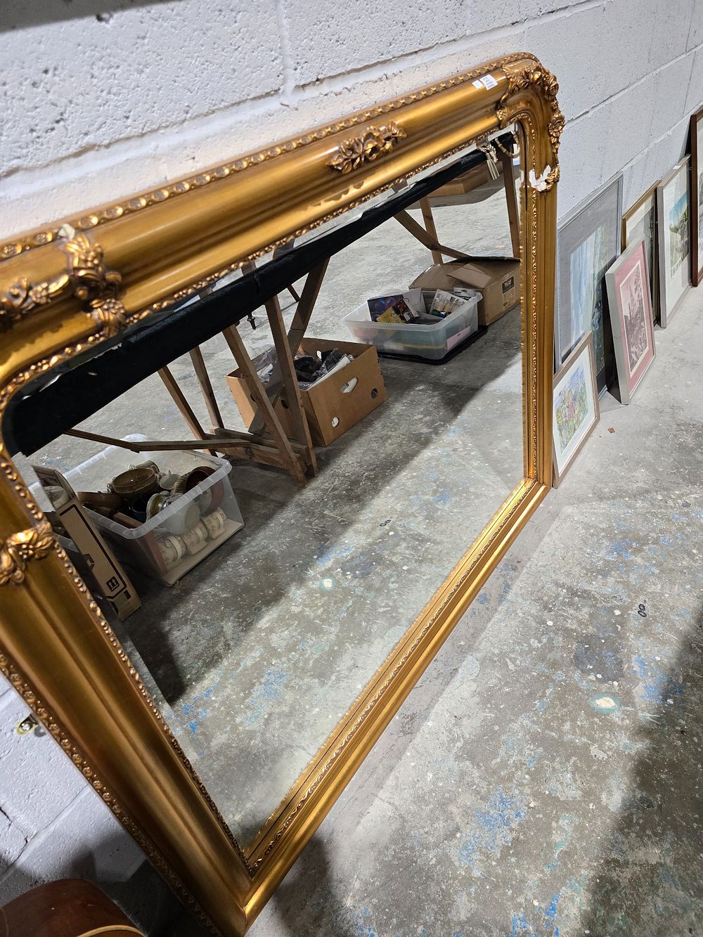 Lot 116: 1 X LARGE GILT FRAMED HAL MIRROR 3FT...