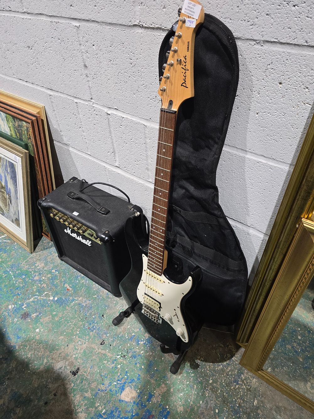 Lot 123: 1 X YAMAHA PACIFICA ELECTRIC GUITAR WITH MARSHALL...