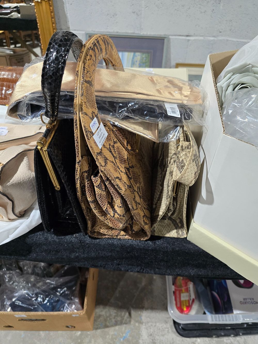 Lot 132: 3 X VARIOUS ALIGATOR/ CROCODILE SKIN VINTAGE HANDBAGS...